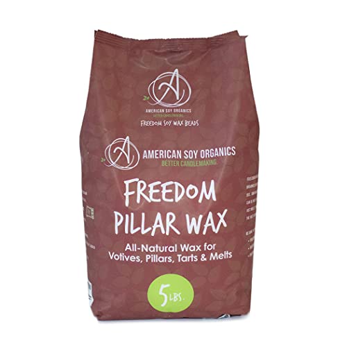 American Soy Organics- Freedom Soy Wax Beads for Pillar Candle Making – Microwavable Soy Wax Beads – Premium Soy Candle Making Supplies (5-Pound Bag)