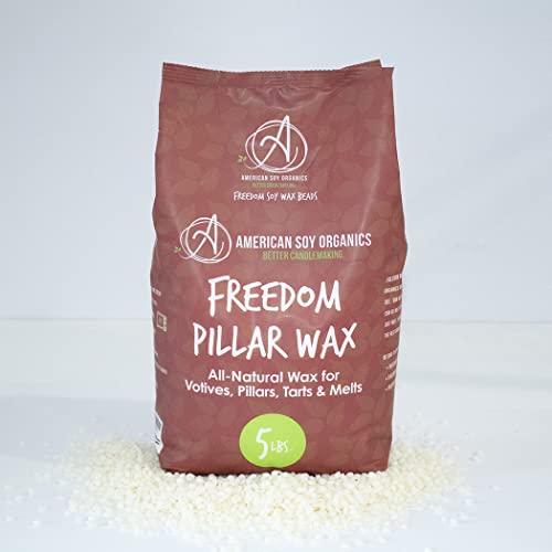 American Soy Organics- Freedom Soy Wax Beads for Pillar Candle Making – Microwavable Soy Wax Beads – Premium Soy Candle Making Supplies (5-Pound Bag)