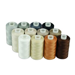 simthread 12 multi colors all purposes cotton quilting thread 50s/3 thread for piecing sewing etc – 550 yards each (neutral colors)