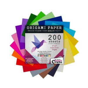 origami paper 200 sheets – colored paper for arts and crafts – 2-inch origami square sheets – 20 vibrant colors for paper craft – 100 design e-book included (see back of the cover for download info)