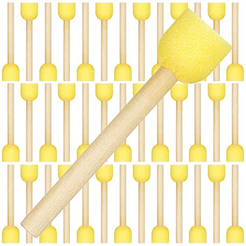 40 Pieces Round Sponge Foam Brush Set Paint Sponge Brush Wooden Handle Foam Brush Sponge Painting Tools for Kids Painting Crafts (0.6 Inch)