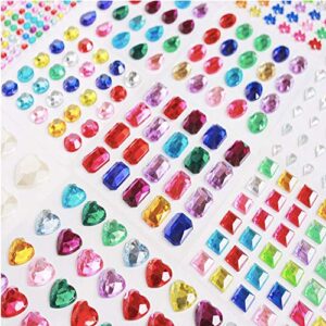 3800+ gem stickers jewels stickers rhinestone for crafts sticker crystal stickers self adhesive craft jewels for arts & crafts，multicolor，assorted size, total19 sheet, 14 big gems, 5 small gems