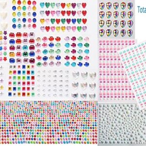 3800+ Gem Stickers Jewels Stickers Rhinestone for Crafts Sticker Crystal Stickers Self Adhesive Craft Jewels for Arts & Crafts，Multicolor，assorted size, total19 sheet, 14 big gems, 5 small gems