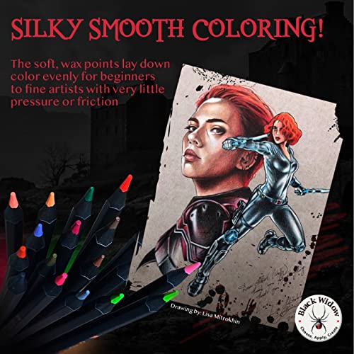 Black Widow Dragon Colored Pencils For Adult Coloring - 36 Coloring Pencils With Smooth Pigments - Best Color Pencil Set For Adult Coloring Books And Drawing - A Must Have Pencil Set