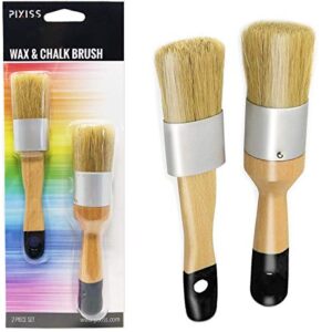 chalk furniture paint brushes for furniture painting, milk paint, wax, stencil brushes, home furniture paint – 2 piece round chalked paint brushes set