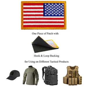 Tactical Patches of USA US American Flag Reverse, with Hook and Loop for Backpacks Caps Hats Jackets Pants, Military Army Uniform Emblems, Size 3x2 Inches