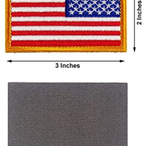 Tactical Patches of USA US American Flag Reverse, with Hook and Loop for Backpacks Caps Hats Jackets Pants, Military Army Uniform Emblems, Size 3x2 Inches