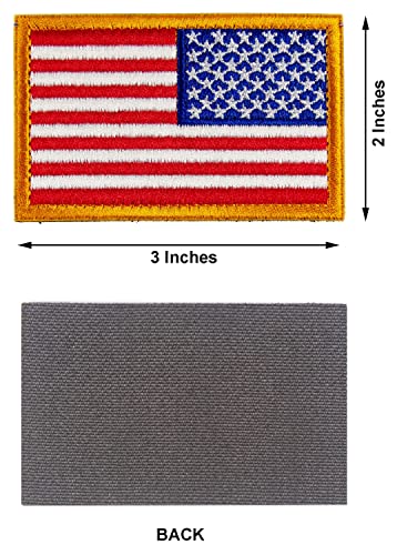 Tactical Patches of USA US American Flag Reverse, with Hook and Loop for Backpacks Caps Hats Jackets Pants, Military Army Uniform Emblems, Size 3x2 Inches