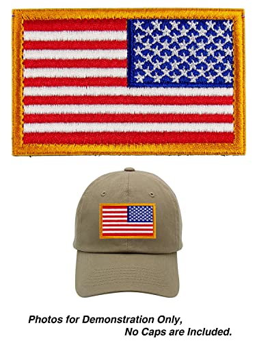 Tactical Patches of USA US American Flag Reverse, with Hook and Loop for Backpacks Caps Hats Jackets Pants, Military Army Uniform Emblems, Size 3x2 Inches