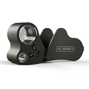 ac infinity jewelers loupe, pocket magnifying glass with led light & dual lenses, 30x 60x zoom for jewelry, watches, coins, stamps, plant buds
