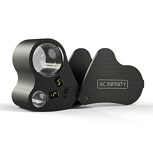 AC Infinity Jewelers Loupe, Pocket Magnifying Glass with LED Light & Dual Lenses, 30x 60x Zoom for Jewelry, Watches, Coins, Stamps, Plant Buds