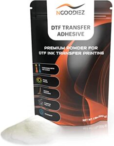 ngoodiez dtf powder digital transfer – hot melt adhesive, dtf pretreat transfer powder for direct printing on any colored/white fabric, adhesive powder for dtf printer & film (white, 17.6 oz / 500 g)