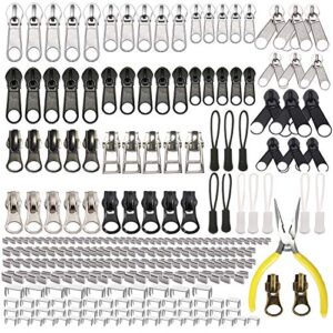 zipper repair kit 255 pcs zipper replacement kit with zipper install pliers tool and zipper extension pulls for clothing jackets purses luggage backpacks tents sleeping bag