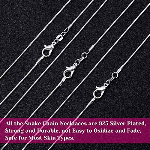 PAXCOO 30 Pack Necklace Chain Silver Plated Necklace Snake Chains Bulk for Jewelry Making, 1.2 mm (18 Inches)