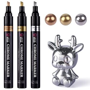 let’s resin liquid mirror chrome markers,3 colors epoxy resin tools, 2-5mm larger application area, reflective gloss metallic markers, resin supplies for coloring, stroke, painting, diy craft