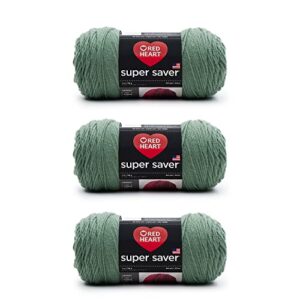 red heart super saver light sage yarn – 3 pack of 198g/7oz – acrylic – 4 medium (worsted) – 364 yards – knitting/crochet