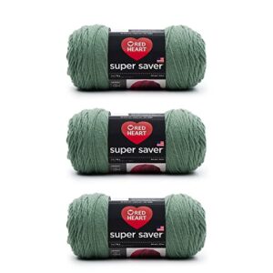 Red Heart Super Saver Light Sage Yarn - 3 Pack of 198g/7oz - Acrylic - 4 Medium (Worsted) - 364 Yards - Knitting/Crochet