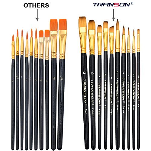 Transon 20pcs Art Painting Brush Set for Acrylic Watercolor Gouache Hobby Craft Face Painting