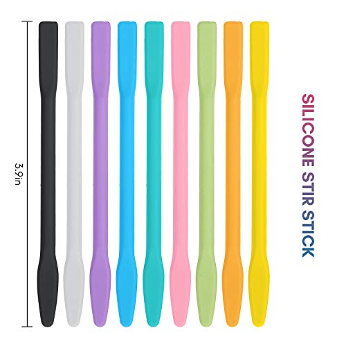 9PCS Colored Silicone Stir Sticks, Gartful Reusable Epoxy Resin Stir Sticks, for Resin Mixing, Paint, Making Glitter Tumblers Cups, Arts, Crafts, Facial Mask Stirring Rods, 9 Colors