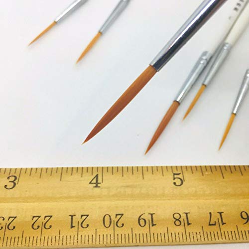 XDT#830 Rigger Artist Paint Brush 6 Piece Set Extra Long Fine Point Liner Tip #000#00#0#1#2#3, Scale Models Nail Acrylic Oil Watercolor