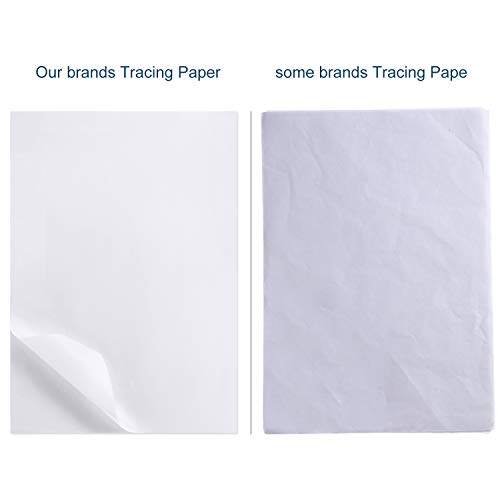 200 Sheets Tracing Paper 8.5 x 11 inches Artists Tracing Paper White Trace Paper Translucent Clear Carbon Paper for Pencil Sketching Tracing Printing Drawing Animation