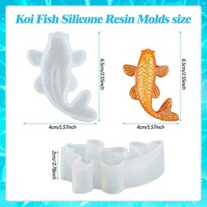 3 Pieces Koi Fish Silicone Resin Molds Koi Goldfish DIY Pendant Epoxy Molds Fish Fondant Moulds with Twelve Color Sequins for DIY Pendant Charms Making Jewelry