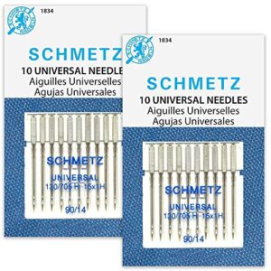 schmetz universal (130/705 h) household sewing machine needles – size 90/14-2 cards – 20 needles