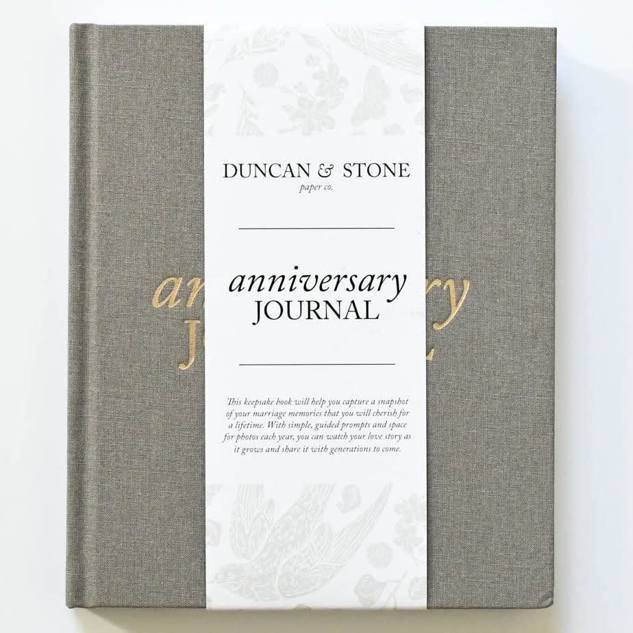 Anniversary Journal by Duncan & Stone - Taupe | Wedding Journal Book For Couples | Marriage Scrapbook Gift | Memory Gifts for Couples | Keepsake for Anniversaries