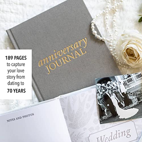 Anniversary Journal by Duncan & Stone - Taupe | Wedding Journal Book For Couples | Marriage Scrapbook Gift | Memory Gifts for Couples | Keepsake for Anniversaries