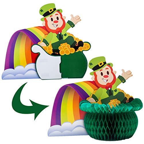 JOYIN St. Patrick's Day Colorful Foil Hanging Swirls with Lucky Irish Green Shamrock and Leprechauns Saint Patricks Pot-O-Gold Centerpiece Tissue St Patricks Poms Party Decorations