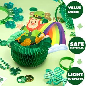 JOYIN St. Patrick's Day Colorful Foil Hanging Swirls with Lucky Irish Green Shamrock and Leprechauns Saint Patricks Pot-O-Gold Centerpiece Tissue St Patricks Poms Party Decorations
