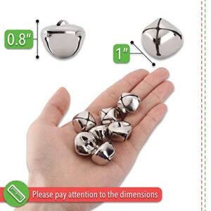 Mr. Pen- Jingle Bells, 1 Inch, Silver, 50 Pack, Jingle Bells for Crafts, Craft Bells, Jingle Bells Bulk, Silver Jingle Bells, Bells for Wreaths, 1 inch Jingle Bells.