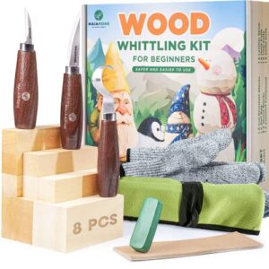 wood whittling kit for beginners – experience ideal for novice wood carvers, complete with 3 carving knives, 8 basswood blocks, and safety gloves. a great wood carving tools set for adults and kids