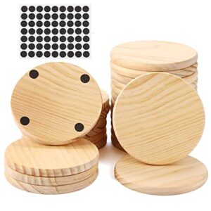 24 pack unfinished wood coasters, goh dodd 4″ wood slices for nature crafts & wedding decoration, blank coasters wood kit for diy architectural models drawing painting wood engraving, round