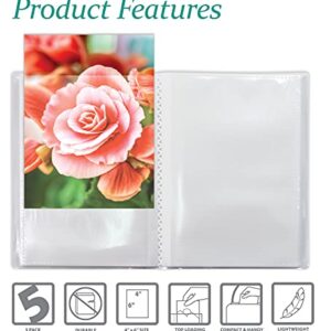 24 Photo Mini Photo Album, 4 x 6 Inch, Pack of 5, Clear View Cover, by Better Office Products, Holds 24 Photos, 5 Pack