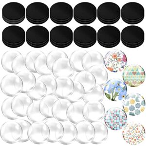 72 pieces craft magnets glass ceramic ferrite magnet with adhesive backing and transparent clear glass cabochons for diy craft fridge refrigerator magnets pendants(round,1 inch)