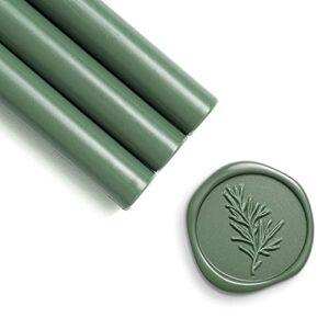 uniqooo olive green glue gun sealing wax sticks for wax seal stamp – perfect for wedding invitations, thank you card, mails, wine gift wrapping, christmas gift, pack of 8