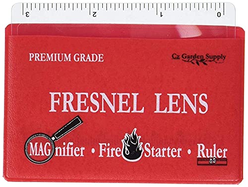 Fresnel Lens 4X Magnifier Pocket Wallet Credit Card Size • Ruler - Unbreakable Plastic for Home Office Classroom & Outdoor EDC Survival Kit Bushcraft (10 Pack Ruler/Magnifier - Red)