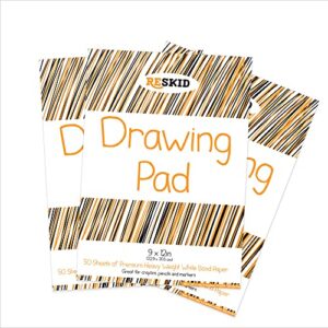 reskid kids drawing pads – 3 pack of 9×12 inch with 50 sheets each – removable pages for easy display and preservation, perfect for young artists
