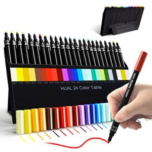 hual 24-colors acrylic paint pens for rock paintings, wood, ceramics, glass, metal, canvas, fabric, diy craft making supplies, waterborne acrylic paint markers pen set fine point pens