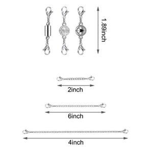 QACOWW 12 Pieces Necklace Extenders, Necklace Extension Clasps Set, Chain Extenders for Necklace Bracelet Anklet Jewelry Making Supplies (Silver)