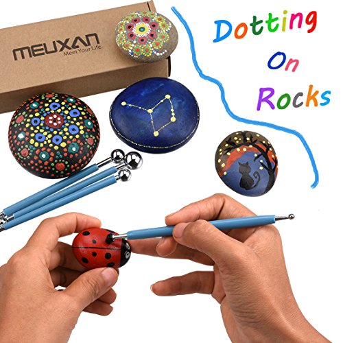 Meuxan 10 Piece Dotting Tools Ball Styluses for Rock Painting, Pottery Clay Modeling Embossing Art