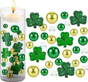 yttyxgs 4110 pieces st. patrick’s day vase filler shamrocks ornament for vase filler floating pearls for vases floating candles centerpiece for st. patrick’s day festival party table home decor