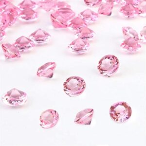outuxed 1500pcs pink diamonds 0.3″(8mm) crystal gems plastic decor vases filler light crystal clear diamond for party decoration table scattering wedding bridal shower