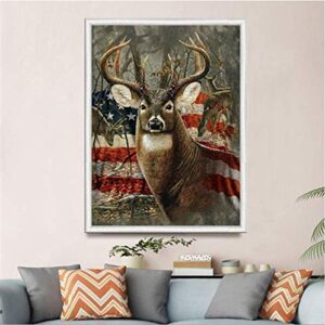 DIY 5D Diamond Painting by Number Kits,Full Drill Crystal Rhinestone Embroidery Pictures Arts Craft for Home Wall Decoration Deer 11.8×15.7Inches