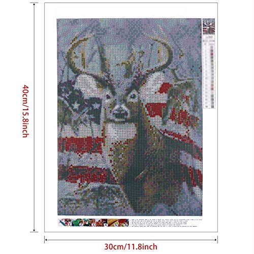 DIY 5D Diamond Painting by Number Kits,Full Drill Crystal Rhinestone Embroidery Pictures Arts Craft for Home Wall Decoration Deer 11.8×15.7Inches