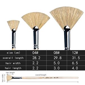 Oil Acrylic Paint Brushes Artist Fan Paint Brush Set Hog Bristle Long Handle Painting Brush. (3Pcs)