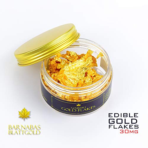 Edible Genuine Gold Leaf Flakes - by Barnabas Blattgold - 30mg Jar