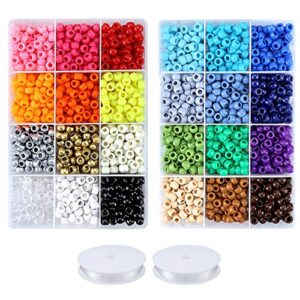 Greentime Pony Beads Jewelry Making Kit, 9mm Pony Beads Rainbow Opaque Beads Small Loose Spacer Beads for Friendship Bracelet Jewelry Necklace Making Crafts for Independence Day Gift (24colors)