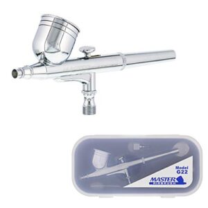 master airbrush model g22 multi-purpose dual-action gravity feed airbrush set with a 0.3mm tip and 1/3 oz. fluid cup – user friendly, versatile kit – spray auto graphics, art, crafts, tattoos, cake
